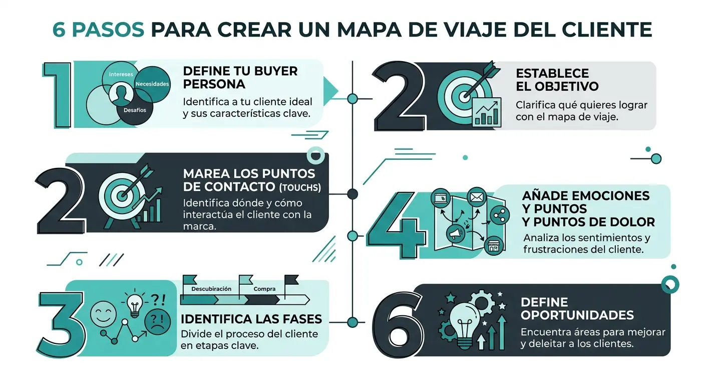 cómo hacer un customer journey map paso a paso en 6 pasos